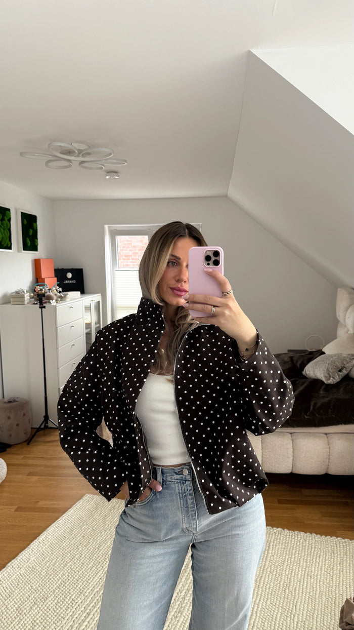 Belinda Polka Dot Bomber Jacket