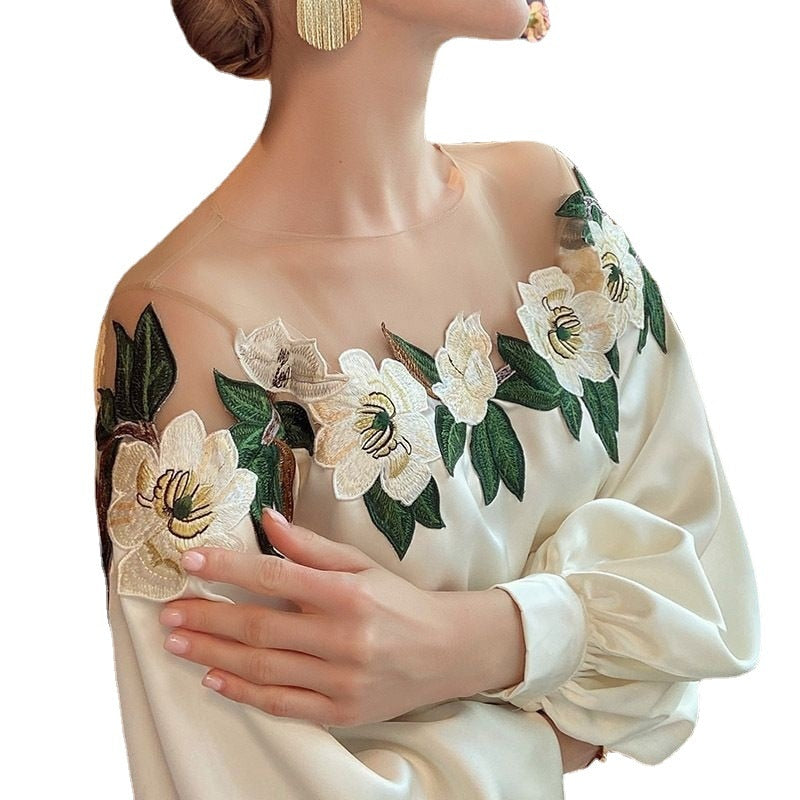 Brittany Floral Embroidered Designer Blouse