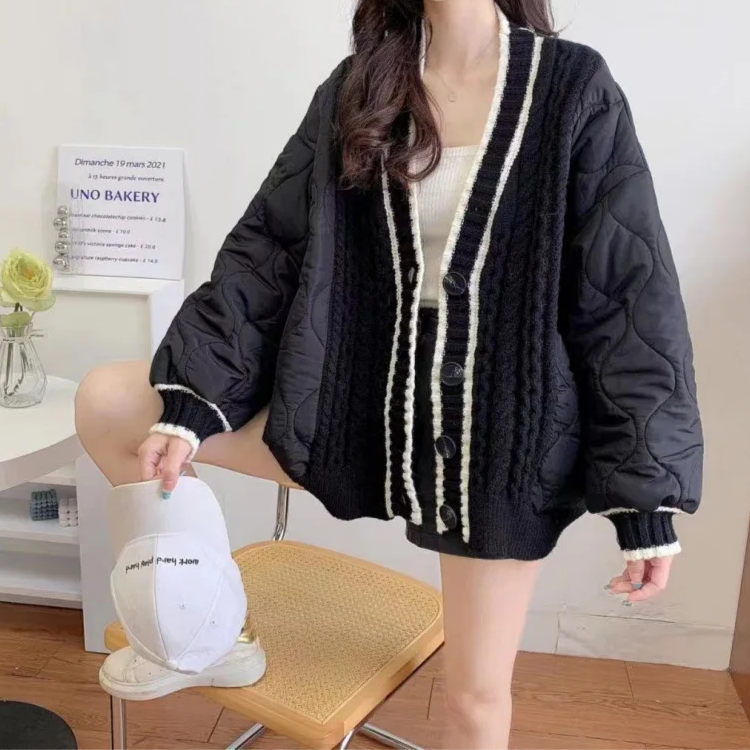 Emma Padded Sweater Knitted Jacket - Main Image