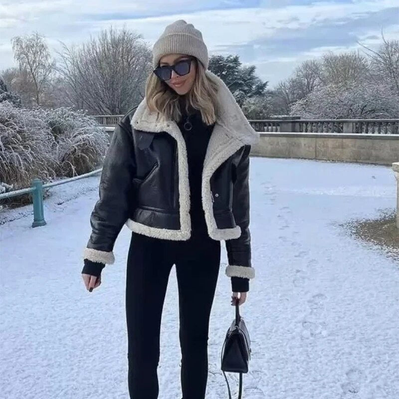 Alba leather Jacket with fur