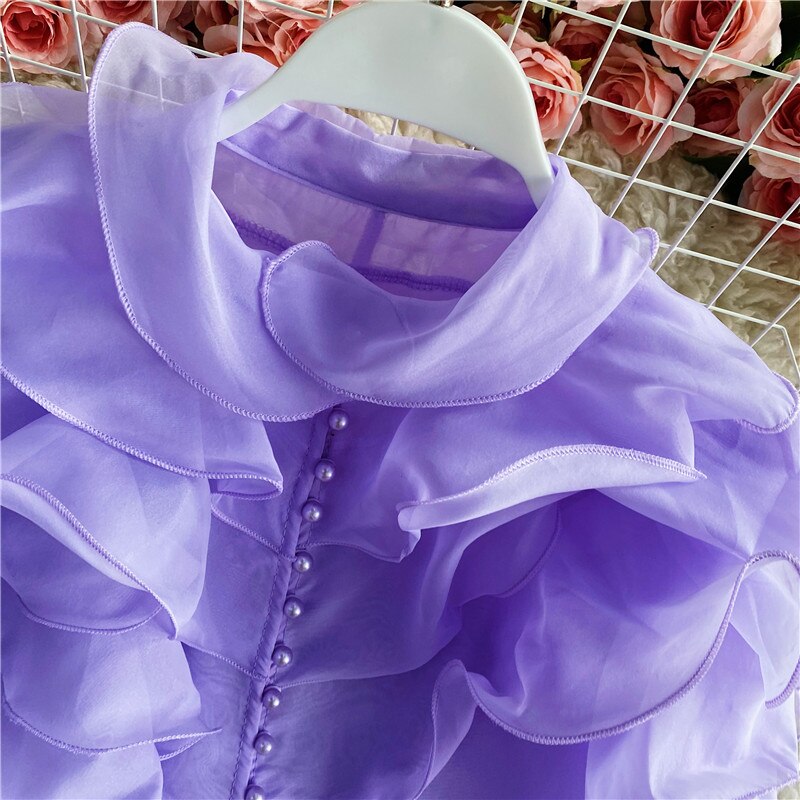 Omorfia pearla blouse with turn-down collar