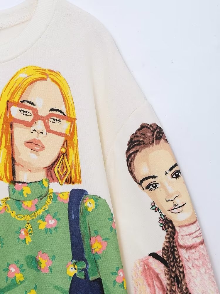 Amanda Graphic Print Oversized Sweatshirt