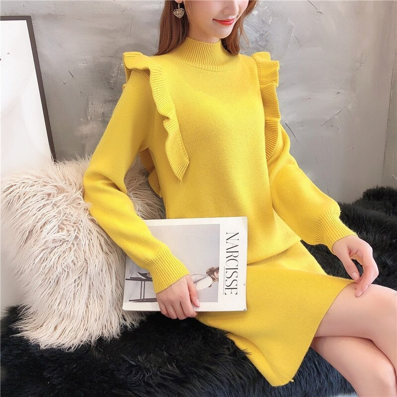 yellow sweater dress SHEIN Priv Solid Cable Knit Care instructions Korean Knit Dress Cream Yellow,