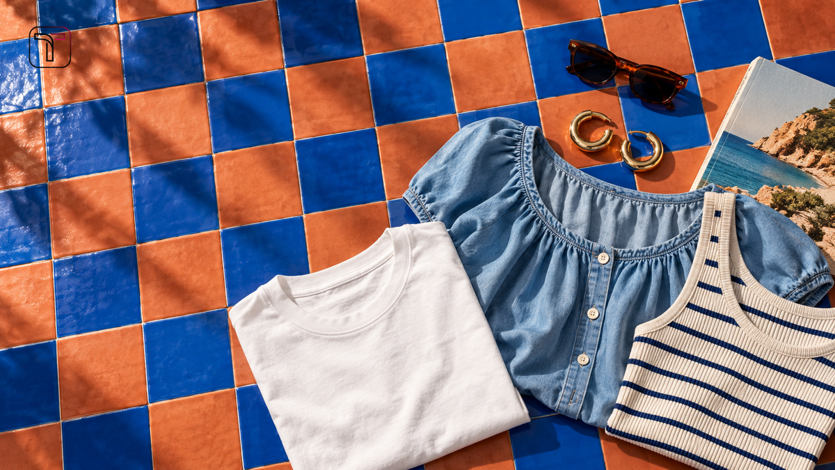 Summer tops for women flat-lay styling editorial – TrenBee