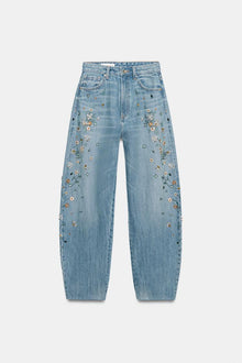 Perry High Waisted Embroidered Barrel Jeans