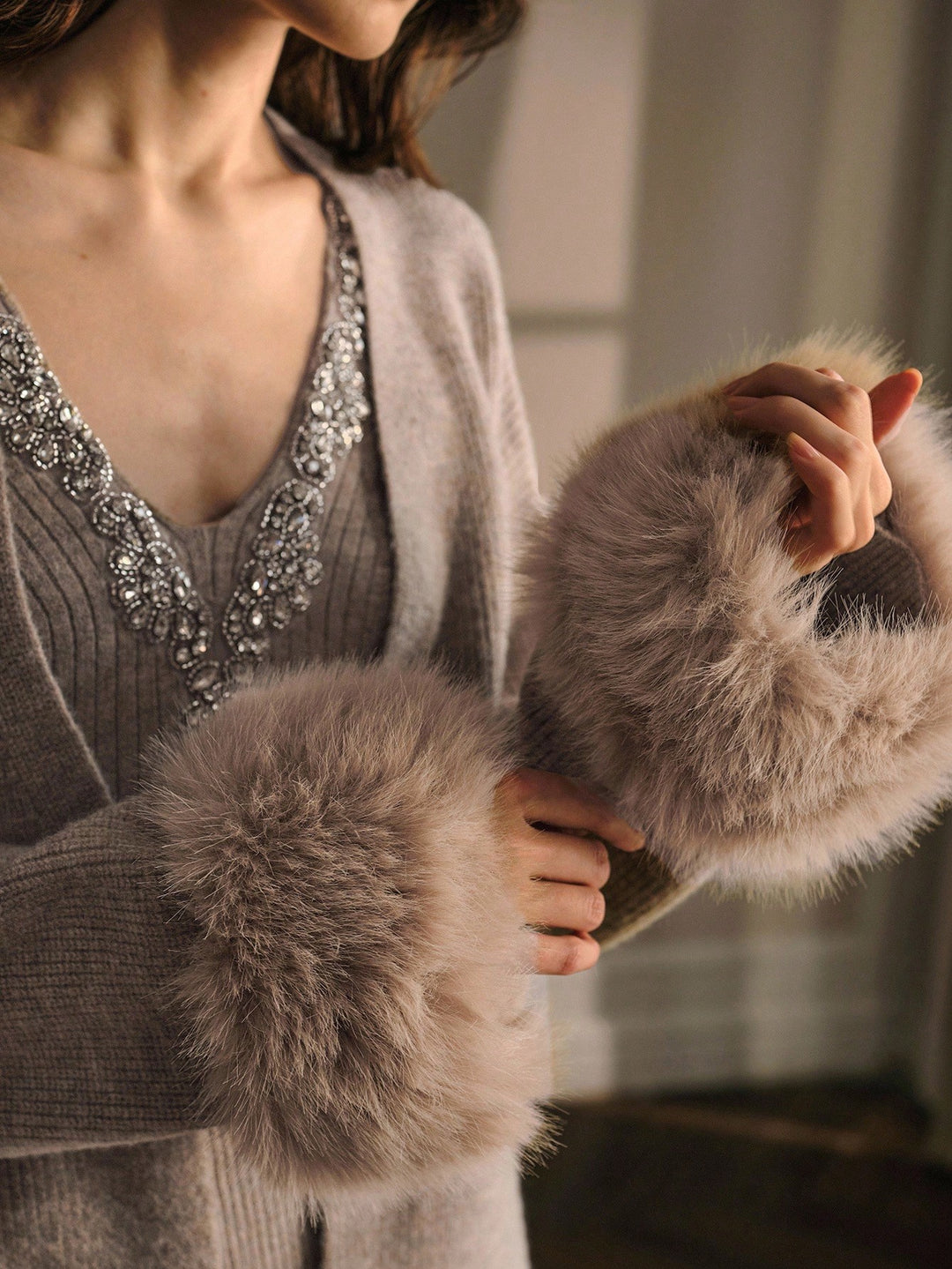 Eira embellished Blouse with Coordinated Shrug