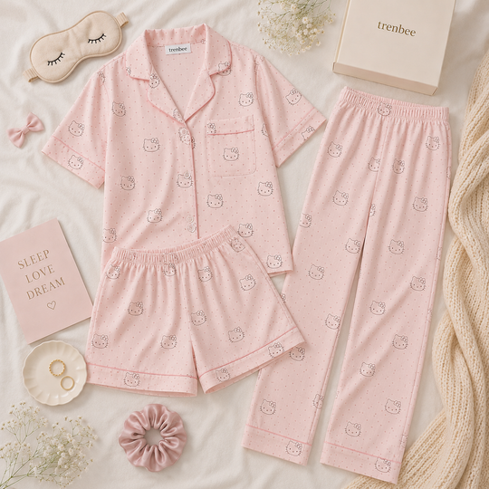 Kitty Three Piece Padded Nightsuit