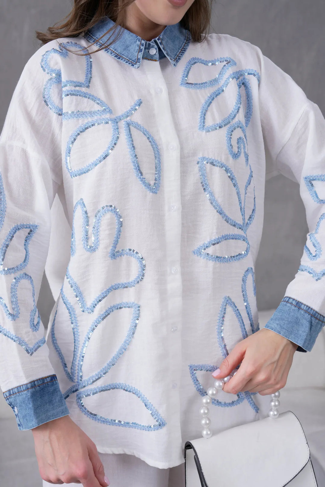 Rumena Denim Collar Coord Set