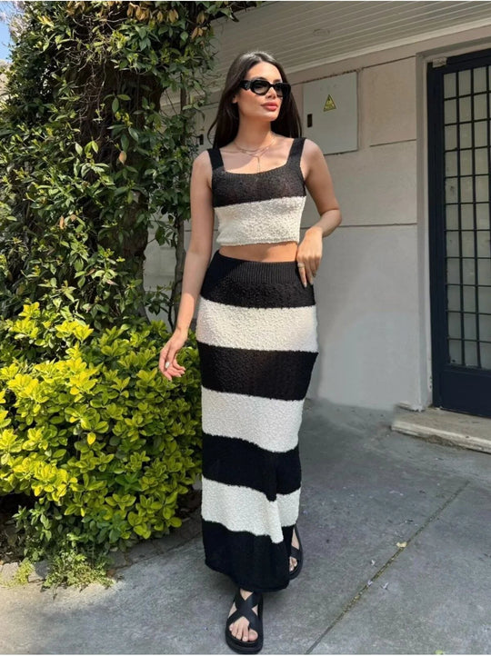 Sicilian Luxe Stripe Coord Skirt Set