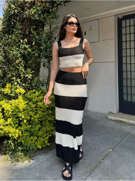 Sicilian Luxe Stripe Coord Skirt Set