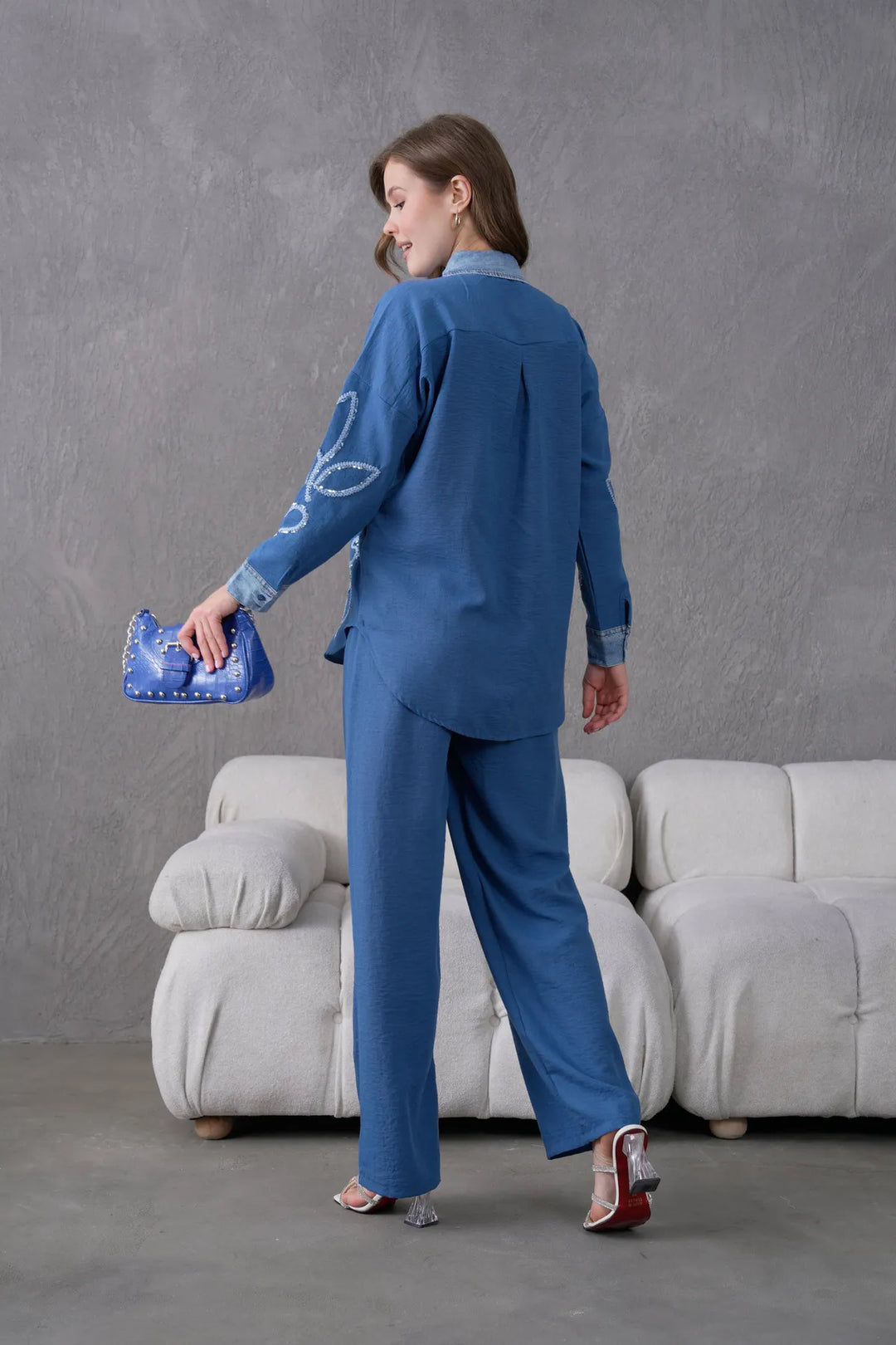 Rumena Denim Collar Coord Set