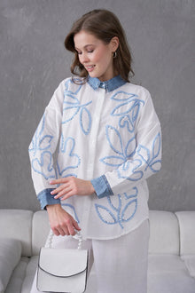 Rumena Denim Collar Coord Set