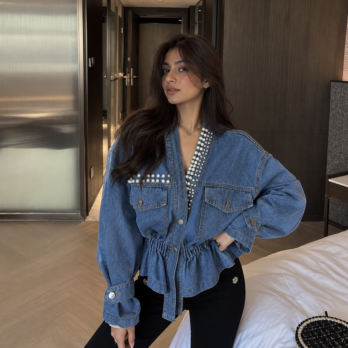 Dorothy Pearl Denim Blouse
