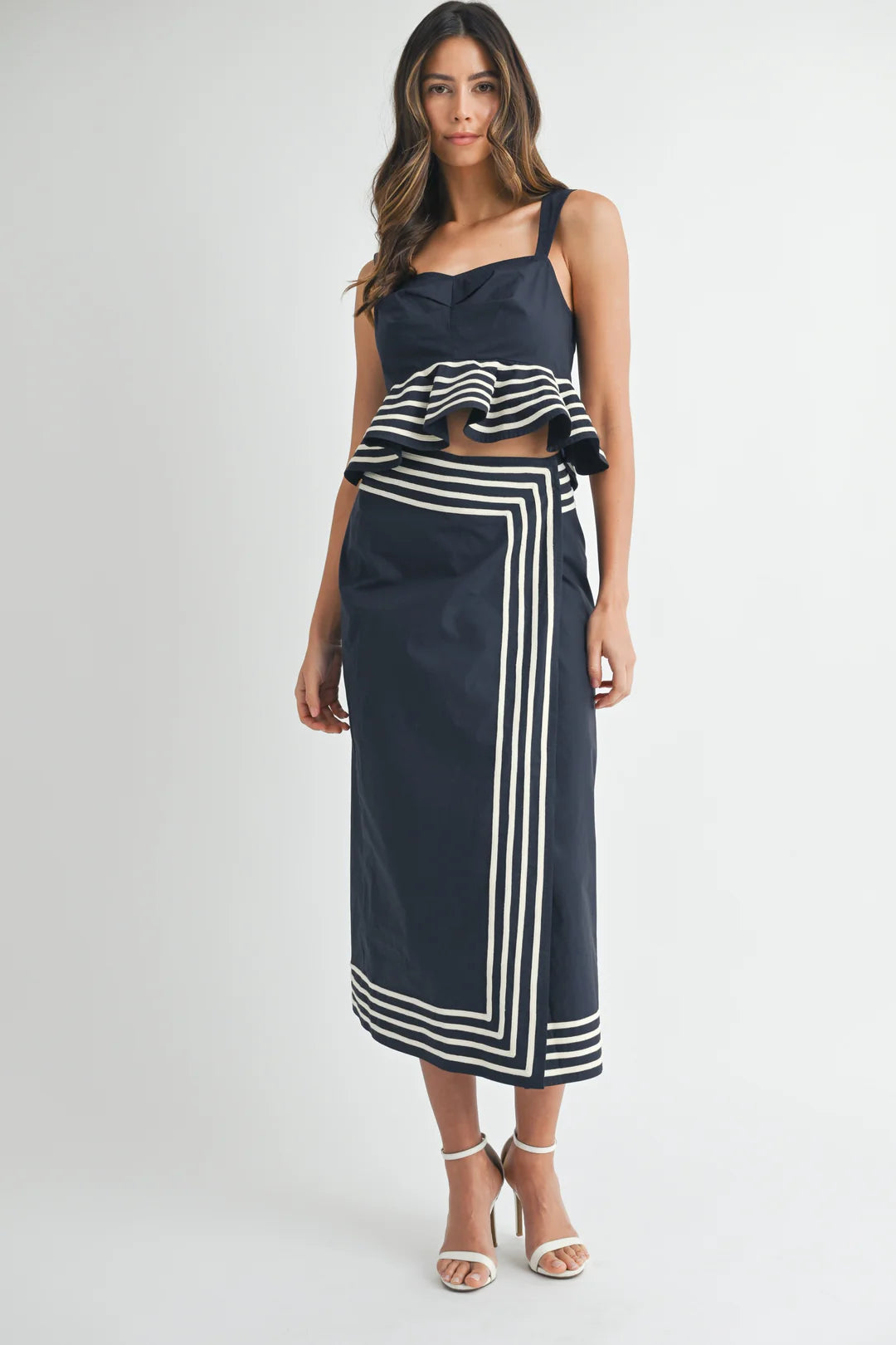 Nera Peplum Top with Wrap Waist Skirt Set