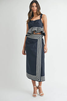 Nera Peplum Top with Wrap Waist Skirt Set