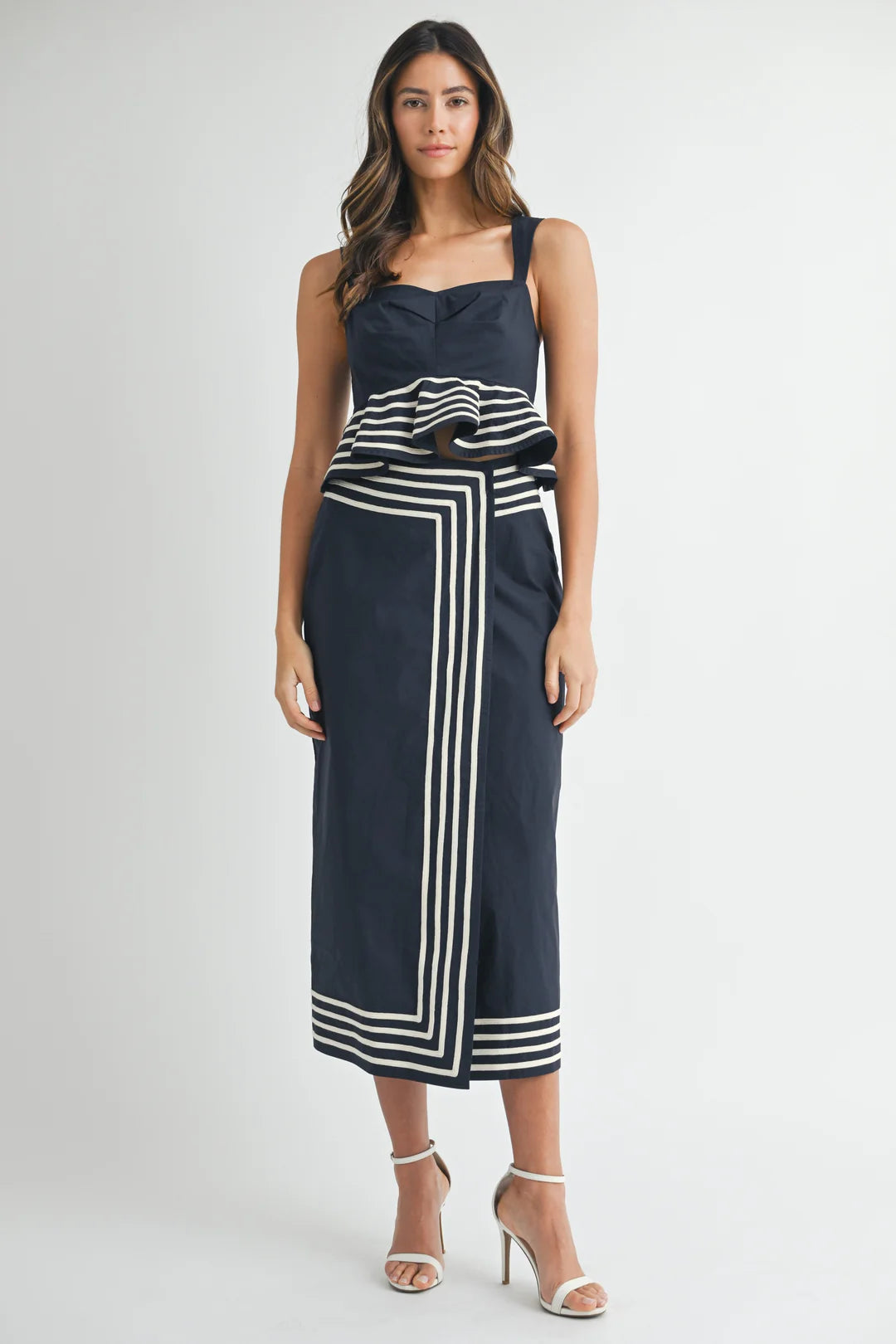 Nera Peplum Top with Wrap Waist Skirt Set