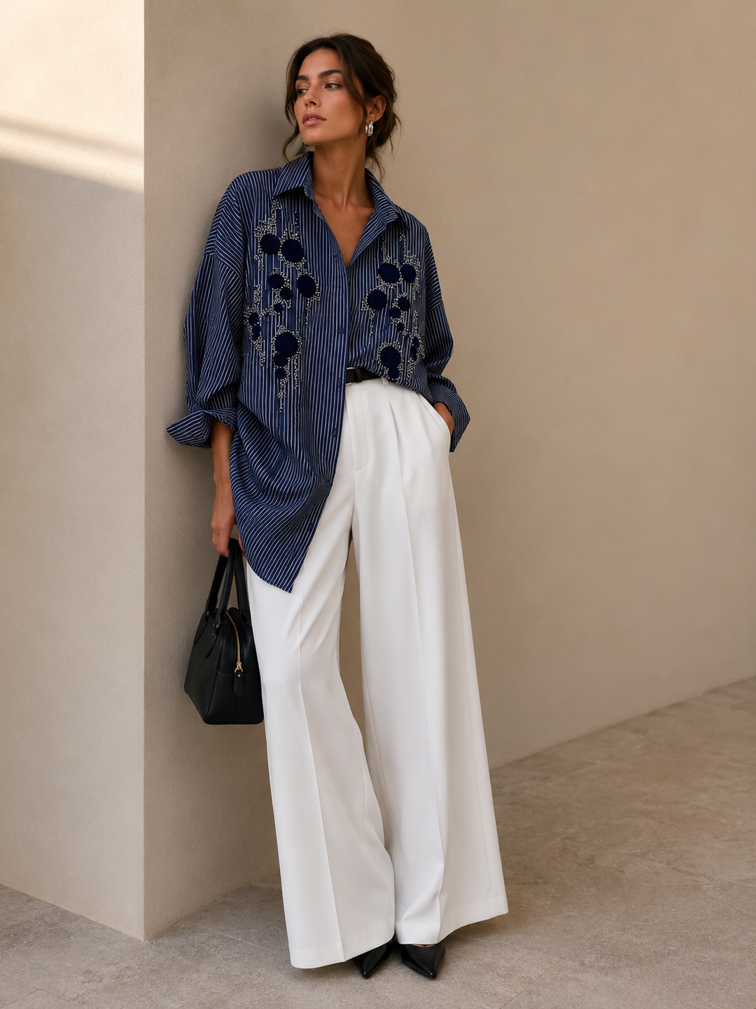 Odessa Embellished Shirt with Pearl Detailing