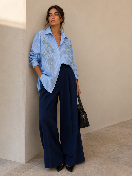 Odessa Embellished Shirt with Pearl Detailing