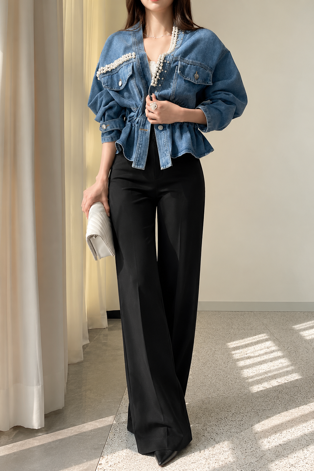 Dorothy Pearl Denim Blouse