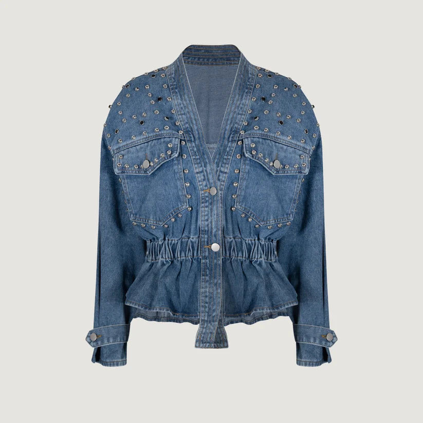 Rivet Studded Denim Blouse