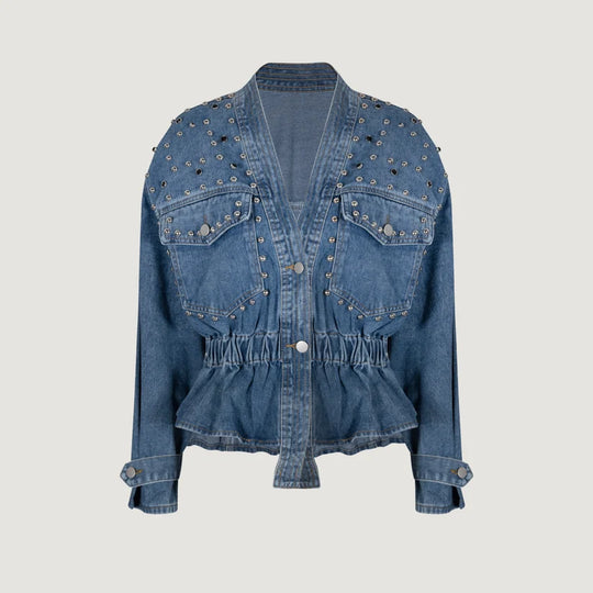 Rivet Studded Denim Blouse