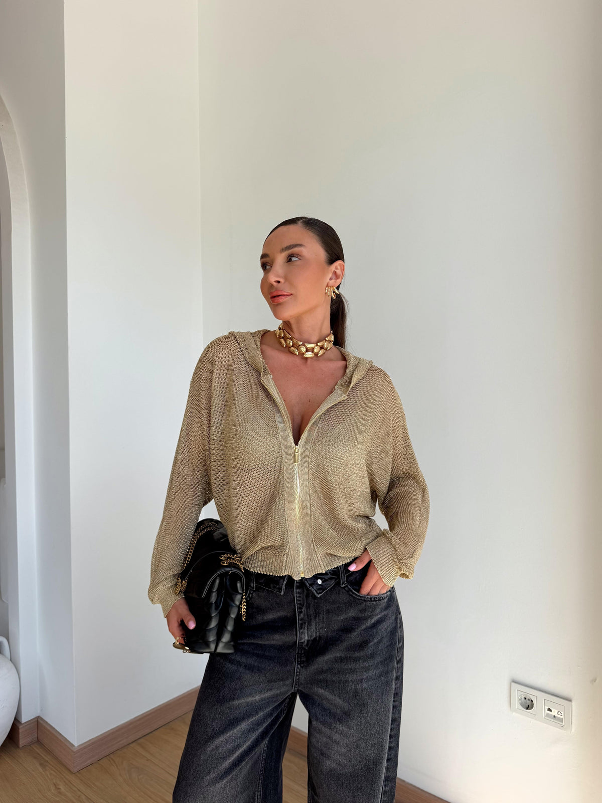 Vora Hooded Shimmer Cardigan