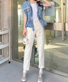 Lerica Pearl Denim Blouse