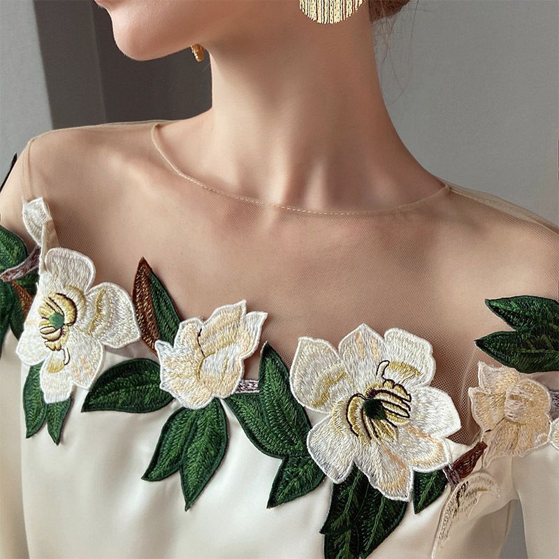 stylish ribbon embroidery designs on dresses Latest Stylish Ribbon Flowers thread work dresses