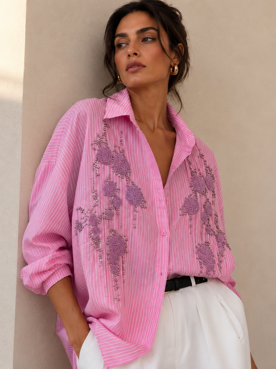 Odessa Embellished Shirt with Pearl Detailing
