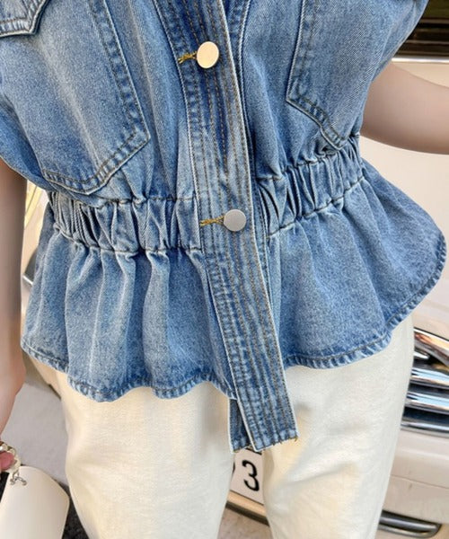 Lerica Pearl Denim Blouse