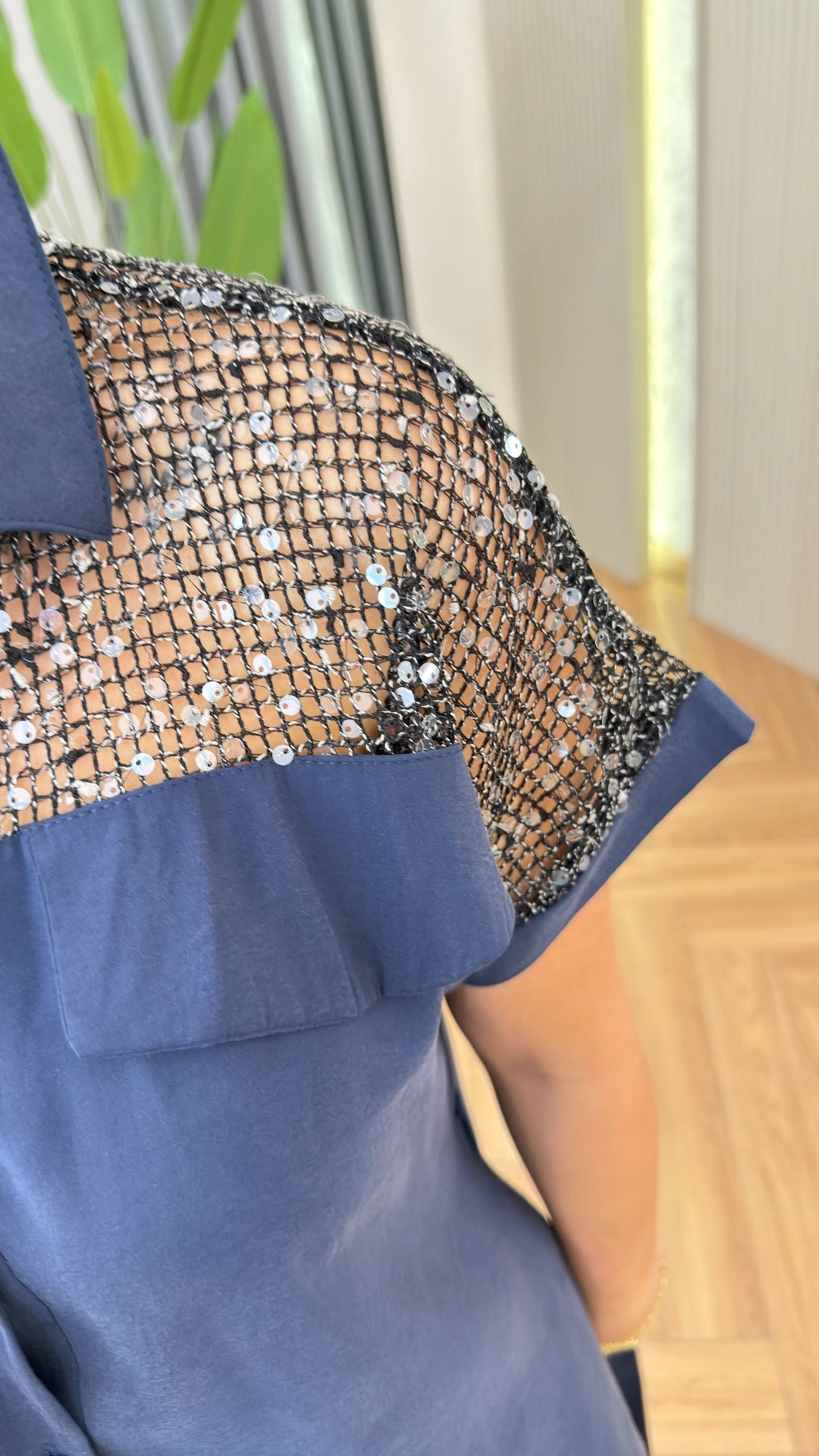 Jennifer Sequin Open Work Dress