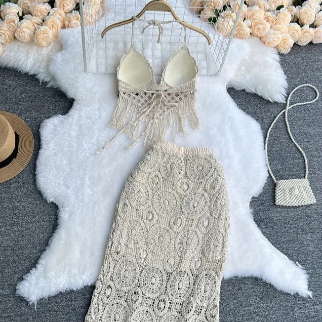 Coral Two Piece Crochet Set