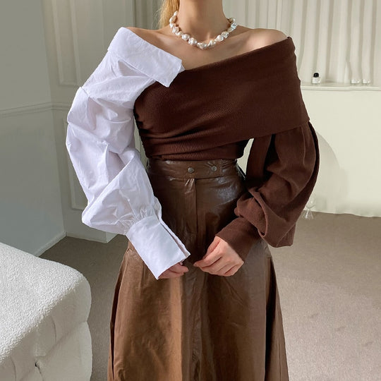 Genevieve Contrasting Statement Blouse