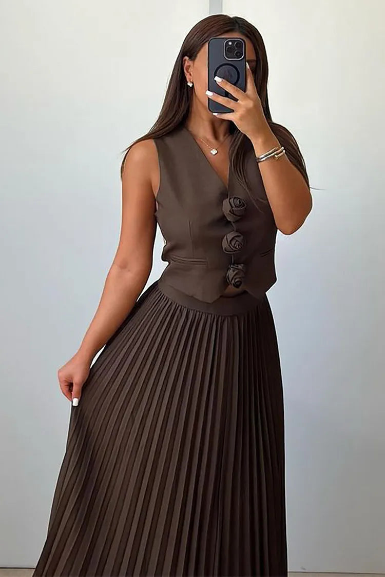 Helena Luxe Vest Suit With Skirt