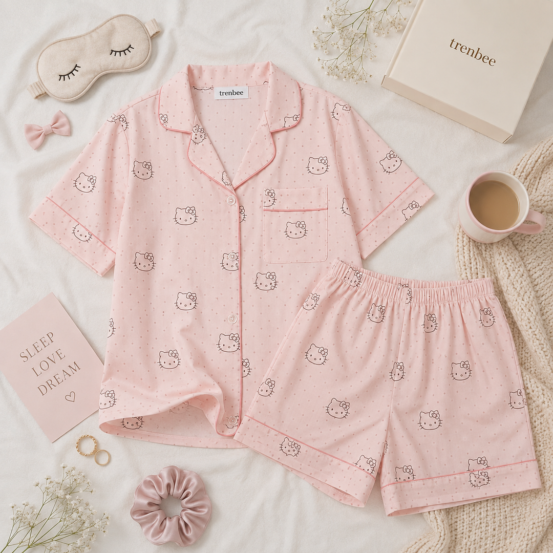 Kitty Three Piece Padded Nightsuit