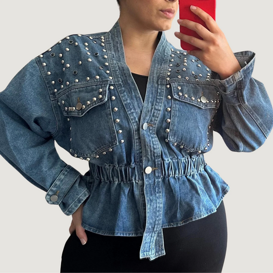 Rivet Studded Denim Blouse