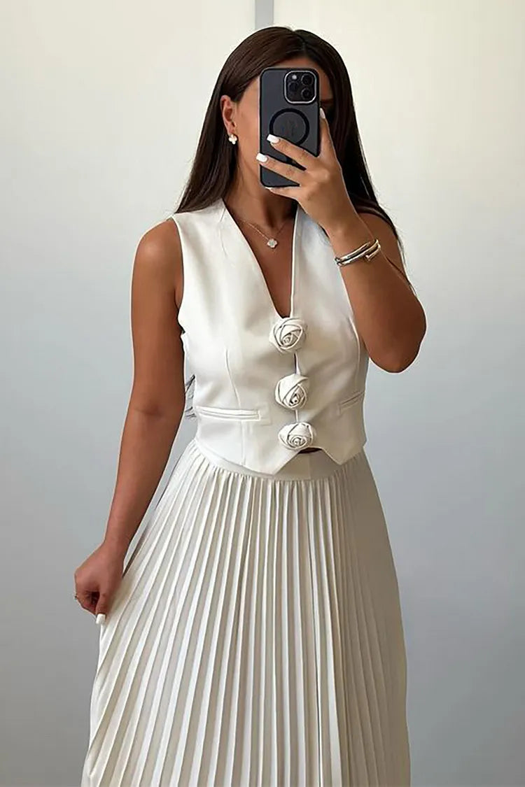 Helena Luxe Vest Suit With Skirt