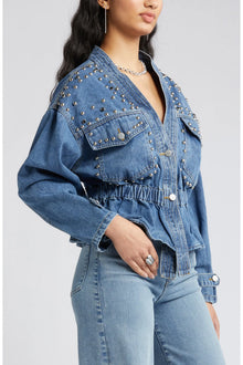 Rivet Studded Denim Blouse