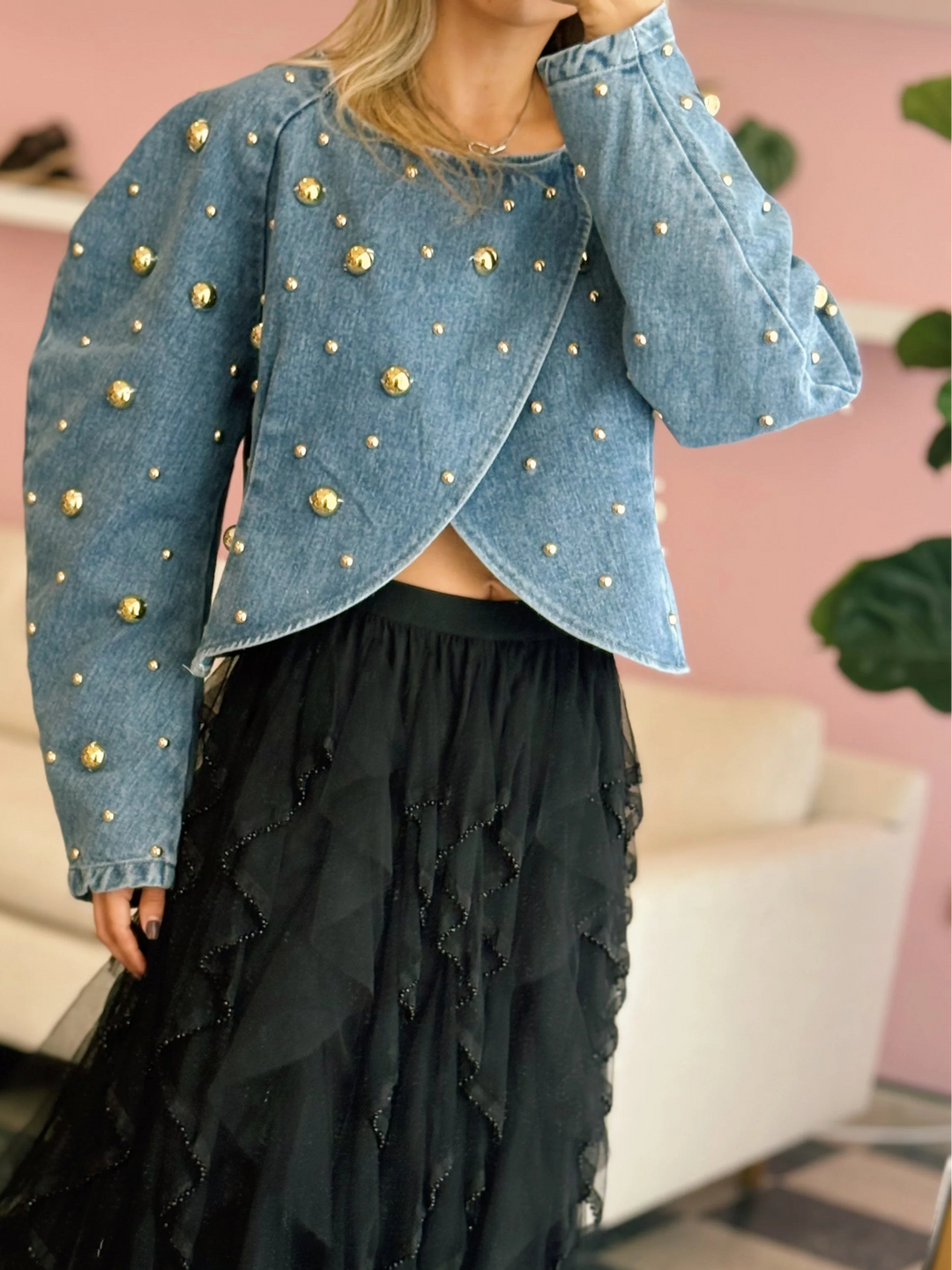Miya Studded Denim Blouse