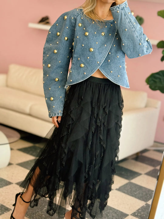 Miya Studded Denim Blouse