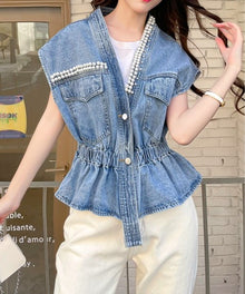 Lerica Pearl Denim Blouse