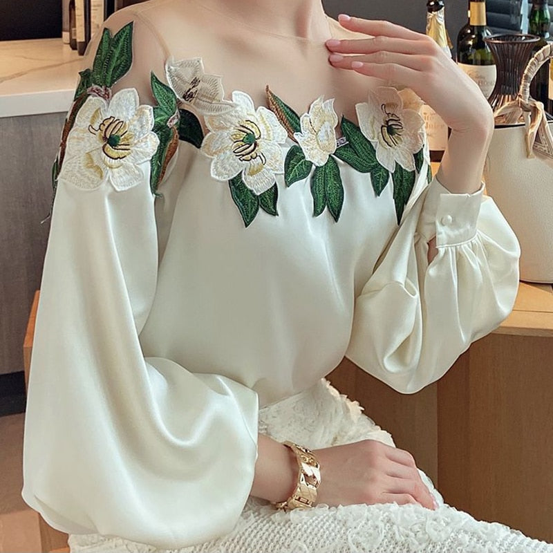 Brittany Floral Embroidered Designer Blouse