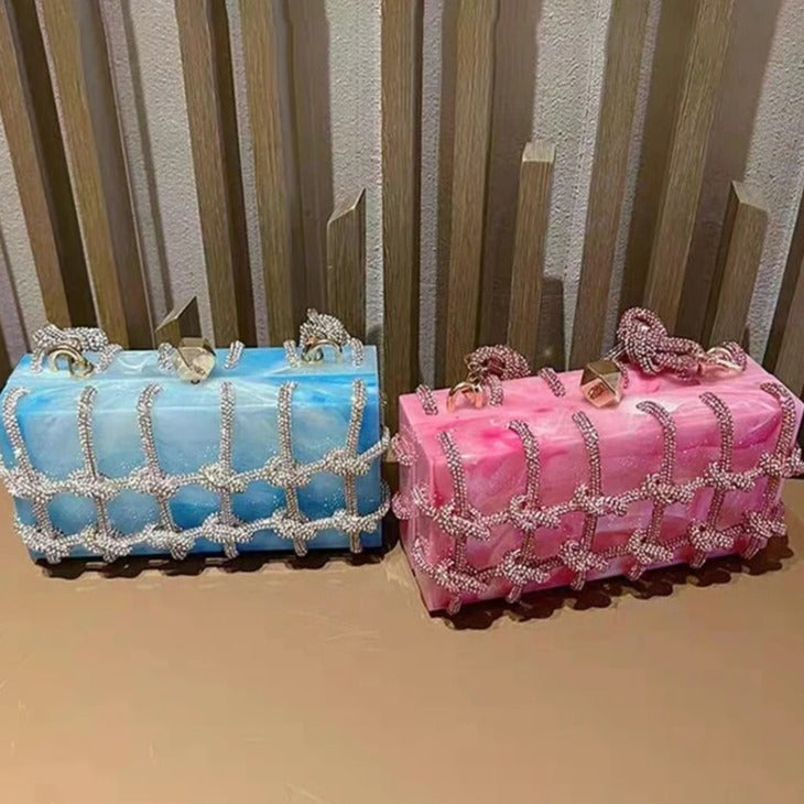 Luxury Rhinestone Marble Bag