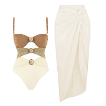Izzie Swimsuit with Skirt in Brown