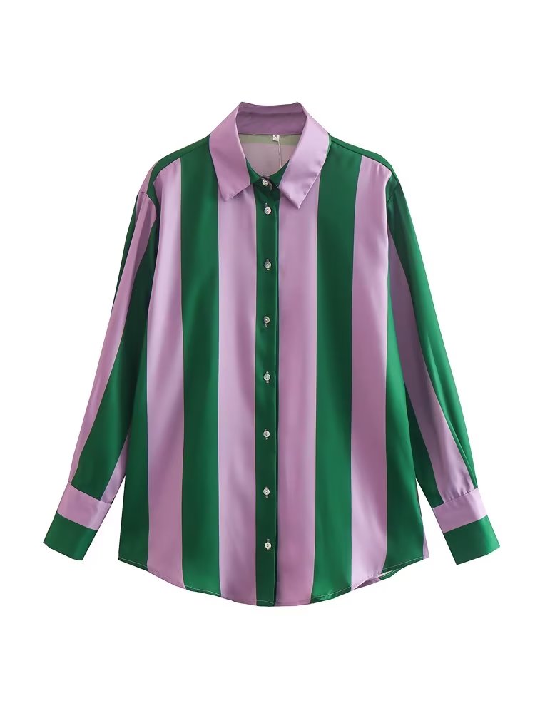Claire Color Block Satin Shirt