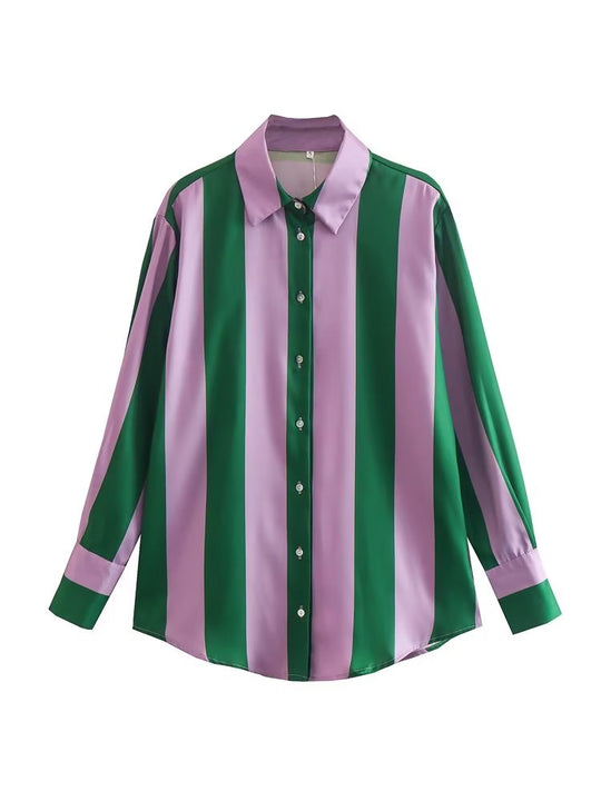 Claire Color Block Satin Shirt