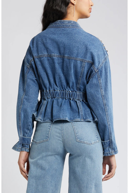 Rivet Studded Denim Blouse