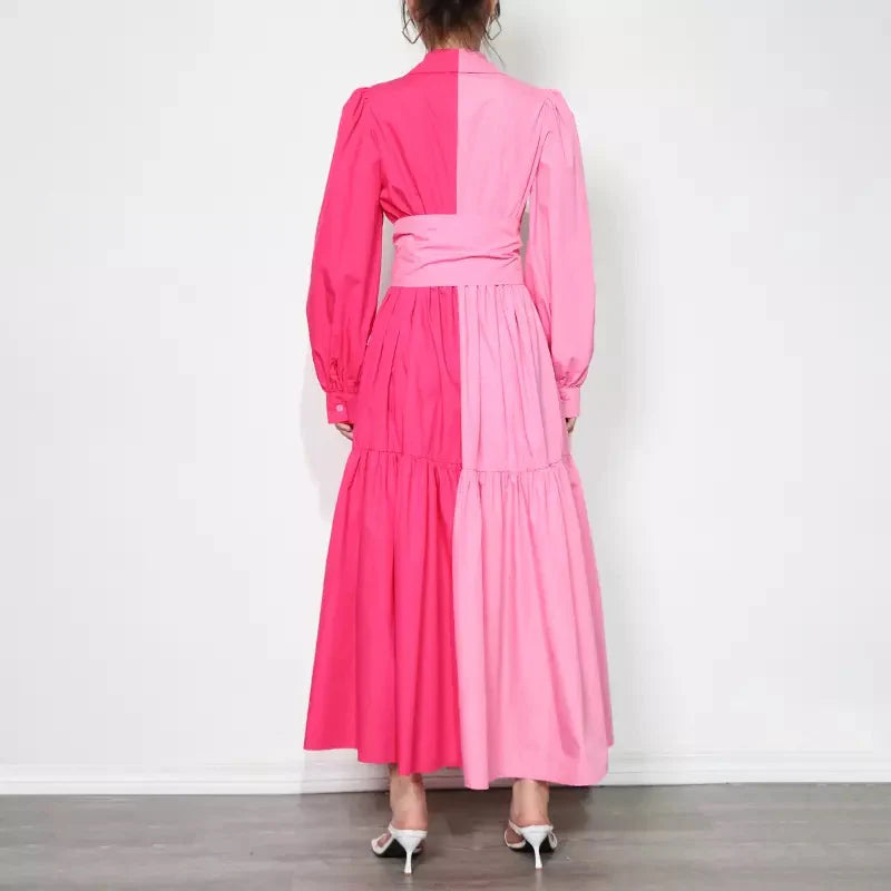 Paisley Dual Tone Belted Dress