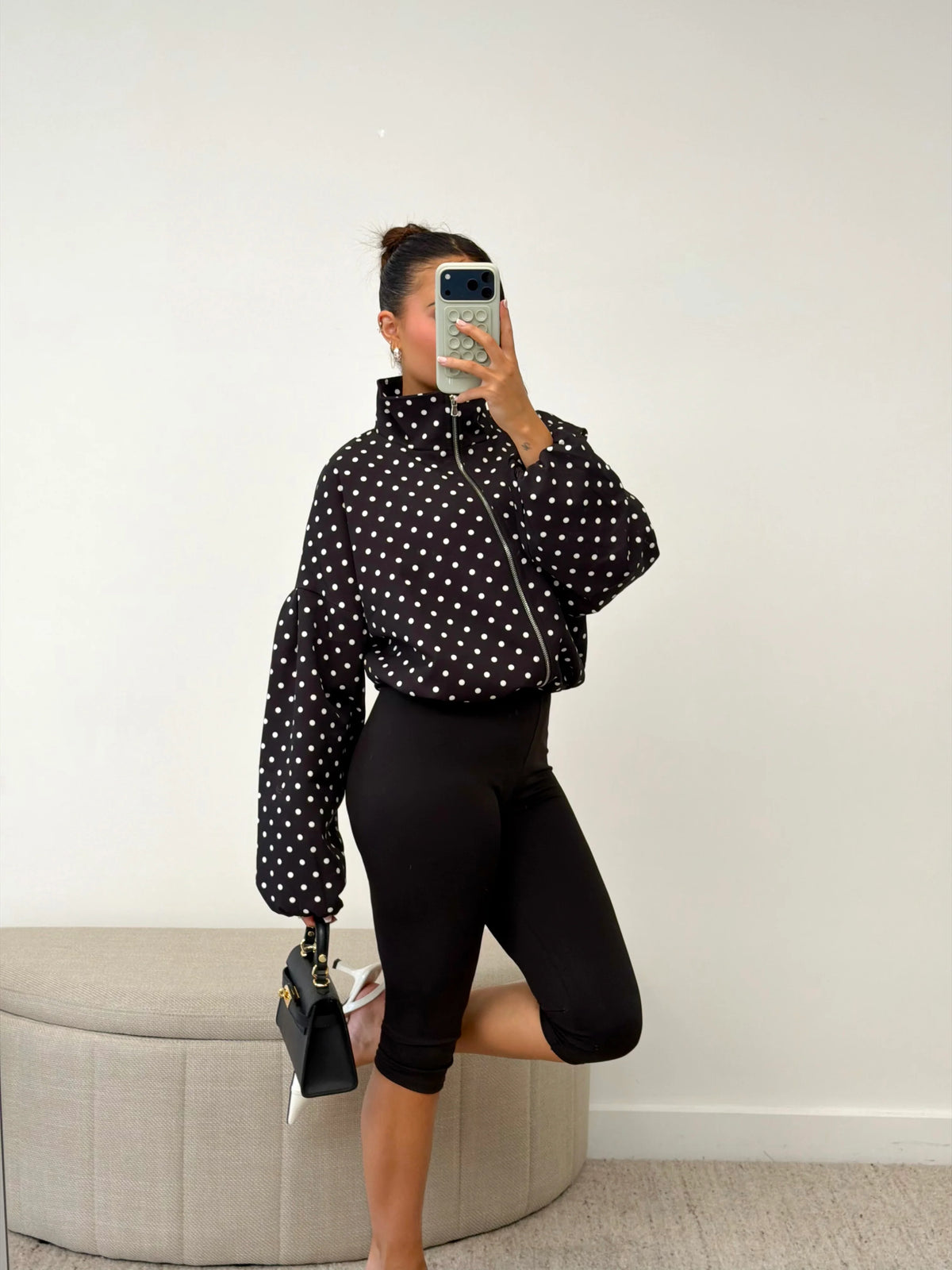 Belinda Polka Dot Bomber Jacket
