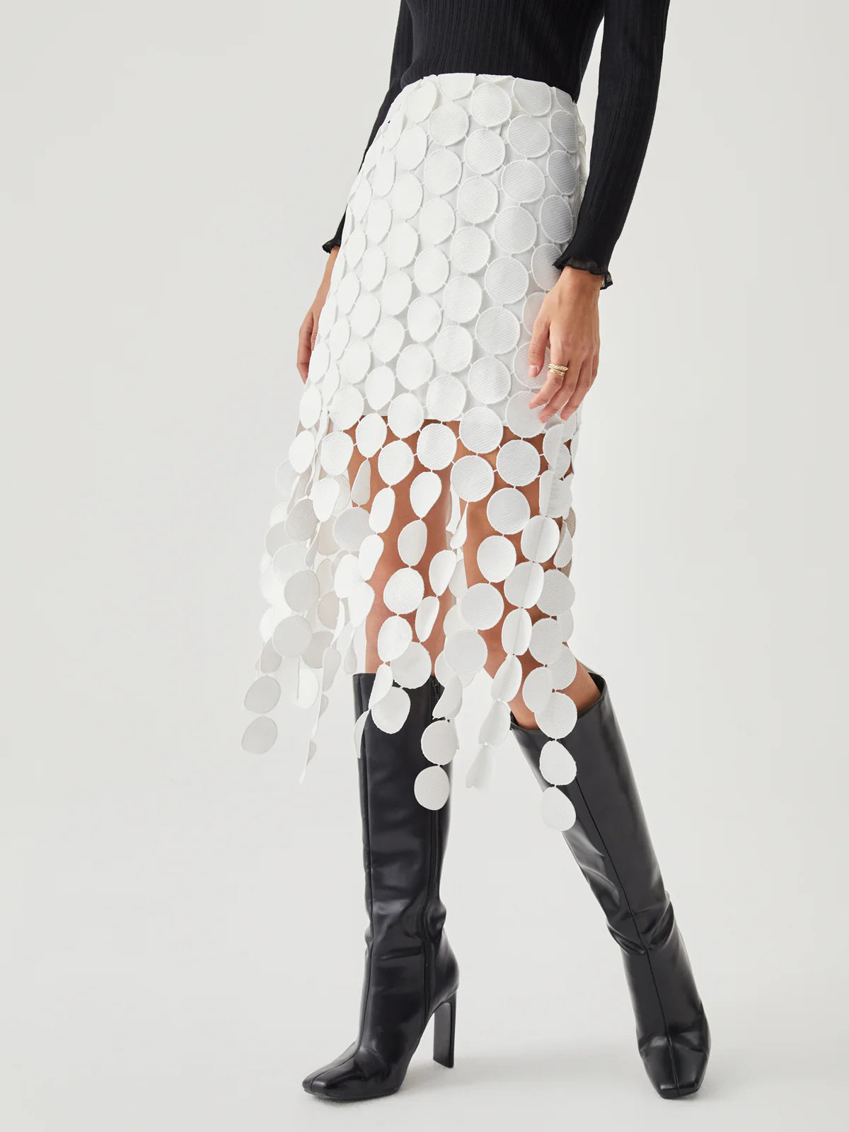 Alessia Laser Cut Skirt with Tassels